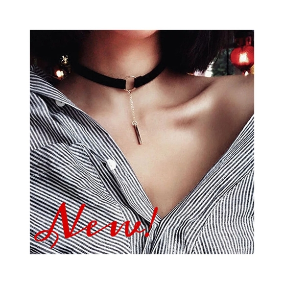 💖 Black Velvet Choker with Tassel - Picture 1 of 4
